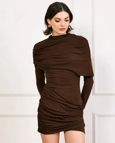 Line And Dot Lior Draped Mini Dress In Brown