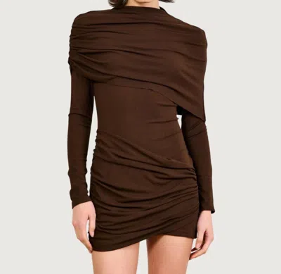 Line And Dot Lior Draped Mini Dress In Brown