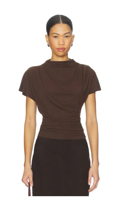 Line & Dot Lior Draped Top In Brown