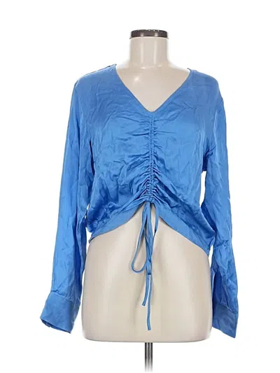 Pre-owned Line & Dot Long Sleeve Blouse In Blue