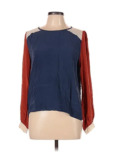 Pre-owned Line & Dot Long Sleeve Blouse In Blue