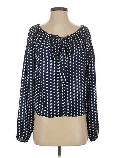 Pre-owned Line & Dot Long Sleeve Blouse In Blue