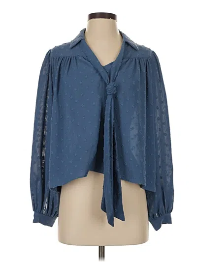 Pre-owned Line & Dot Long Sleeve Blouse In Blue