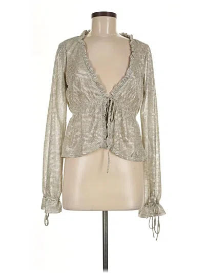 Pre-owned Line & Dot Long Sleeve Blouse In Silver