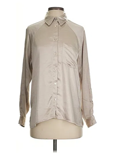 Pre-owned Line & Dot Long Sleeve Blouse In Tan