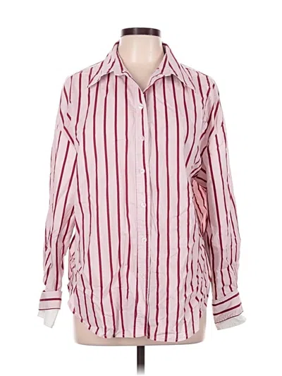 Pre-owned Line & Dot Long Sleeve Button Down Shirt In Red