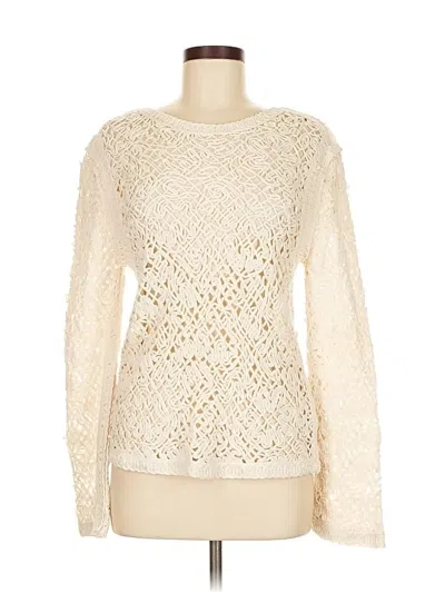 Pre-owned Line & Dot Long Sleeve Top Ivory Boatneck Tops In White