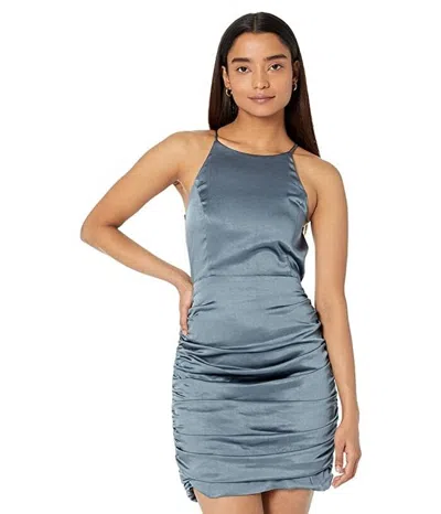 Line & Dot Line And Dot Mai Mini Dress Women Blue Ruched Sleeveless Halterneck Jdm862 In Burgundy