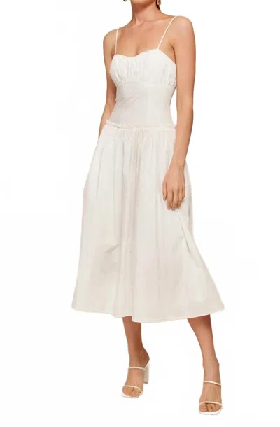 Line And Dot Maison Corset Midi Dress In Ivory In White