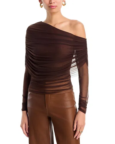 Line & Dot Marceline Off Shoulder Top In Brown