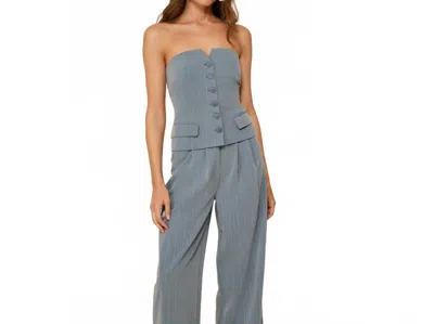 Line And Dot Margo Strapless Top In Denim In Blue