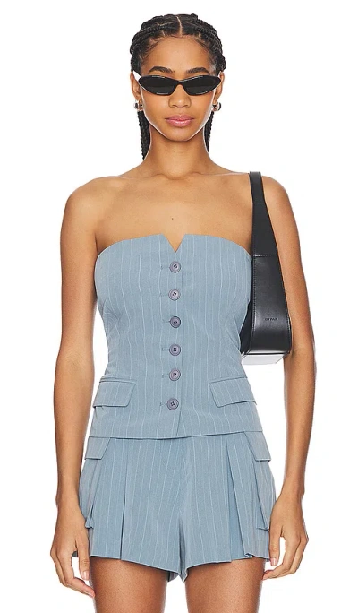 Line & Dot Margo Top In Denim