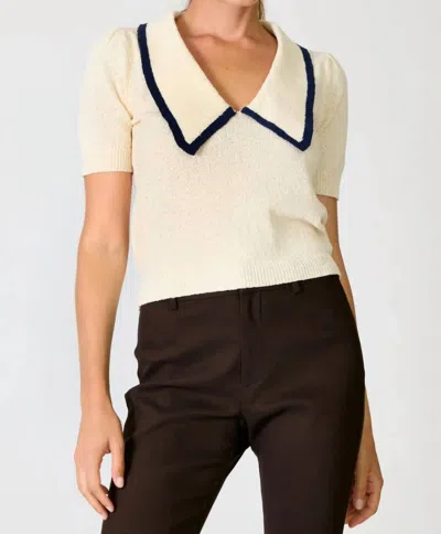 Line And Dot Mariner Collared Sweater In Cream In White