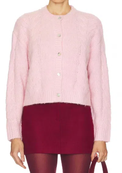 Line And Dot Melba Crewneck Cardigan In Pink
