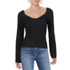 Line & Dot Melissa Womens Square Neck Knit Sweater In Black
