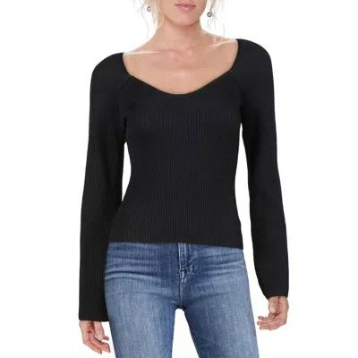 Line & Dot Melissa Womens Square Neck Knit Sweater In Black