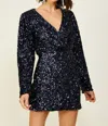 LINE AND DOT MIDNIGHT MINI DRESS IN NAVY