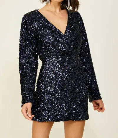 Line And Dot Midnight Mini Dress In Navy In Black