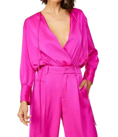 Line And Dot Miki Bodysuit In Magenta In Pink
