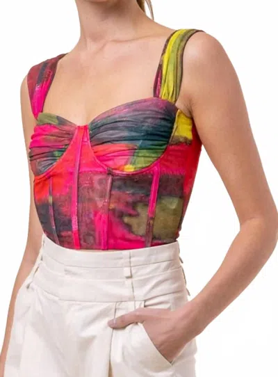Line And Dot Miley Bustier Top In Pink Multi