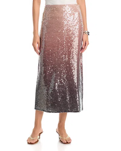 Line & Dot Mirage Sequin Midi Skirt In Pink