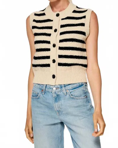 Line And Dot Miri Striped Sweater Vest In Ecru/black In White