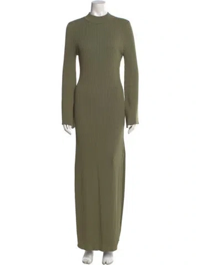Pre-owned Line & Dot Mock Neck Long Dress In Green