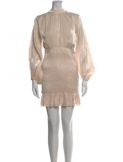 Pre-owned Line & Dot Mock Neck Mini Dress In Neutral
