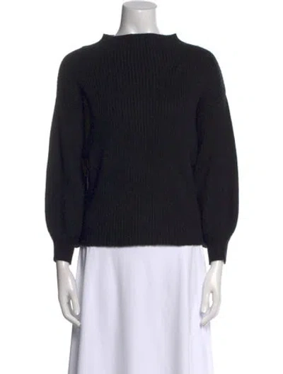 Pre-owned Line & Dot Mock Neck Sweater In Black