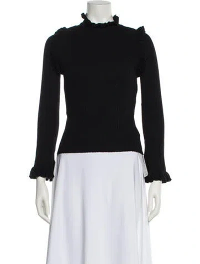 Pre-owned Line & Dot Mock Neck Sweater In Black