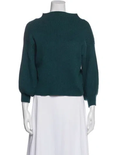 Pre-owned Line & Dot Mock Neck Sweater In Blue