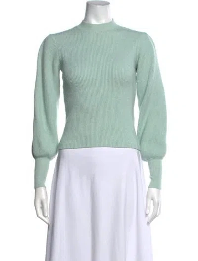 Pre-owned Line & Dot Mock Neck Sweater In Green