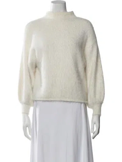 Pre-owned Line & Dot Mock Neck Sweater In White
