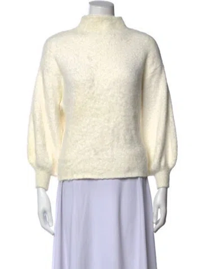Pre-owned Line & Dot Mock Neck Sweater In White
