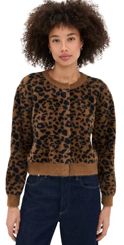 Line & Dot Monroe Leopard Cardigan Brown Multi