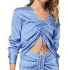 Line And Dot Natasha Ruched Front Tie Blouse In Sky Blue In Blue