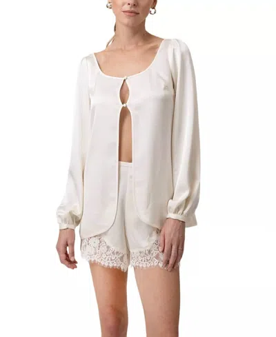 Line And Dot Nicolo Satin Top In Cream In White