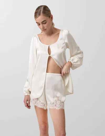 Line And Dot Nicolo Satin Top In Cream In White