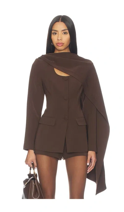 Line & Dot Nimah Scarf Blazer In Brown