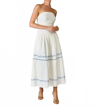 Line And Dot Oia Dress In White/blue