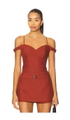 Line & Dot Olina Top In Red