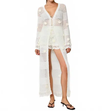 Line And Dot Omar Crochet Robe In Ivory In White