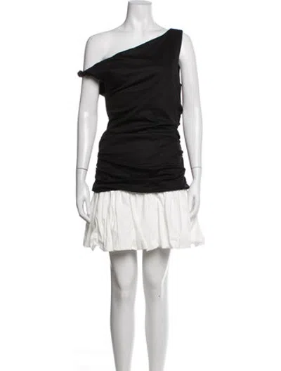 Pre-owned Line & Dot One-shoulder Mini Dress In Black