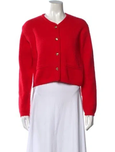 Pre-owned Line & Dot Open Front Sweater In Red
