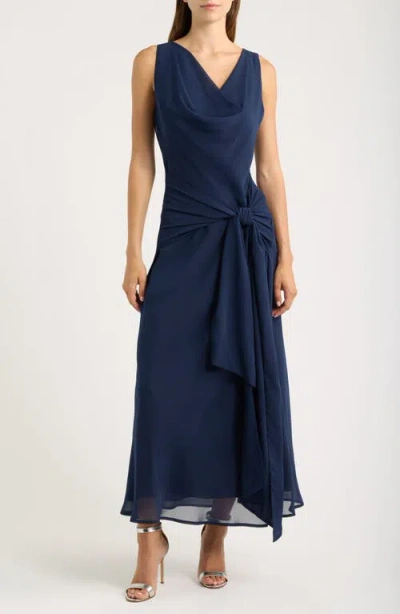 Line & Dot Oriane Front Tie Maxi Dress In Blue