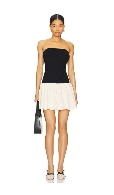 Line & Dot Palma Mini Dress In Black & Cream