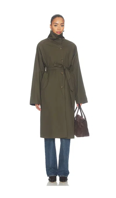Line & Dot Palmer Reversible Trench Coat In Olive
