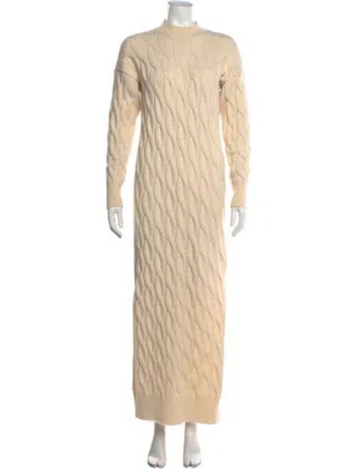 Pre-owned Line & Dot Patterned Long Dress In Neutrals