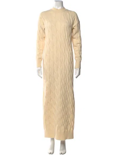 Pre-owned Line & Dot Patterned Long Dress In Neutrals