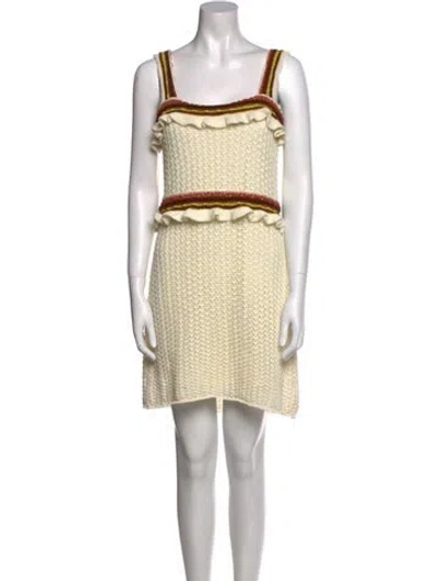 Pre-owned Line & Dot Patterned Mini Dress W/ Tags In Neutral